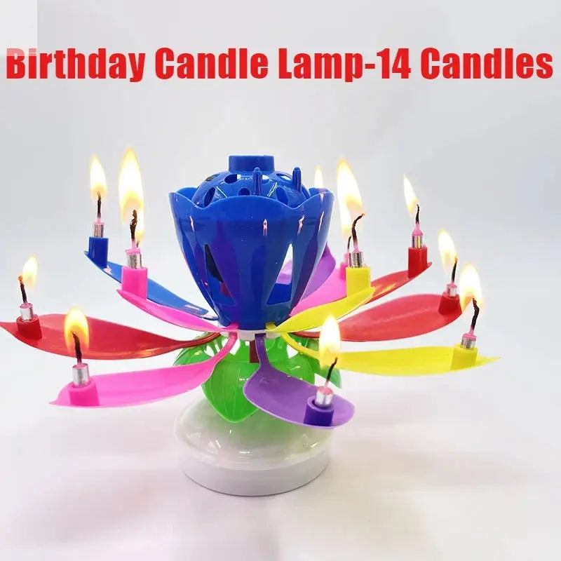 2026 Music Candles Rotating with Happy Birthday Song Lotus Birthday Party Double Layer Colorful Electronic Lotus Lamp Candle Set Allen Cozy Haven Store