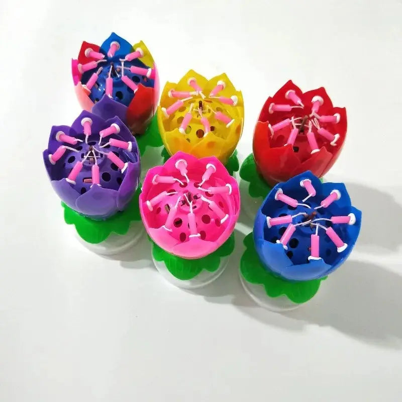 2026 Music Candles Rotating with Happy Birthday Song Lotus Birthday Party Double Layer Colorful Electronic Lotus Lamp Candle Set Allen Cozy Haven Store