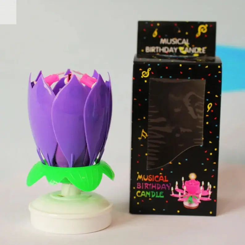 2026 Music Candles Rotating with Happy Birthday Song Lotus Birthday Party Double Layer Colorful Electronic Lotus Lamp Candle Set Allen Cozy Haven Store