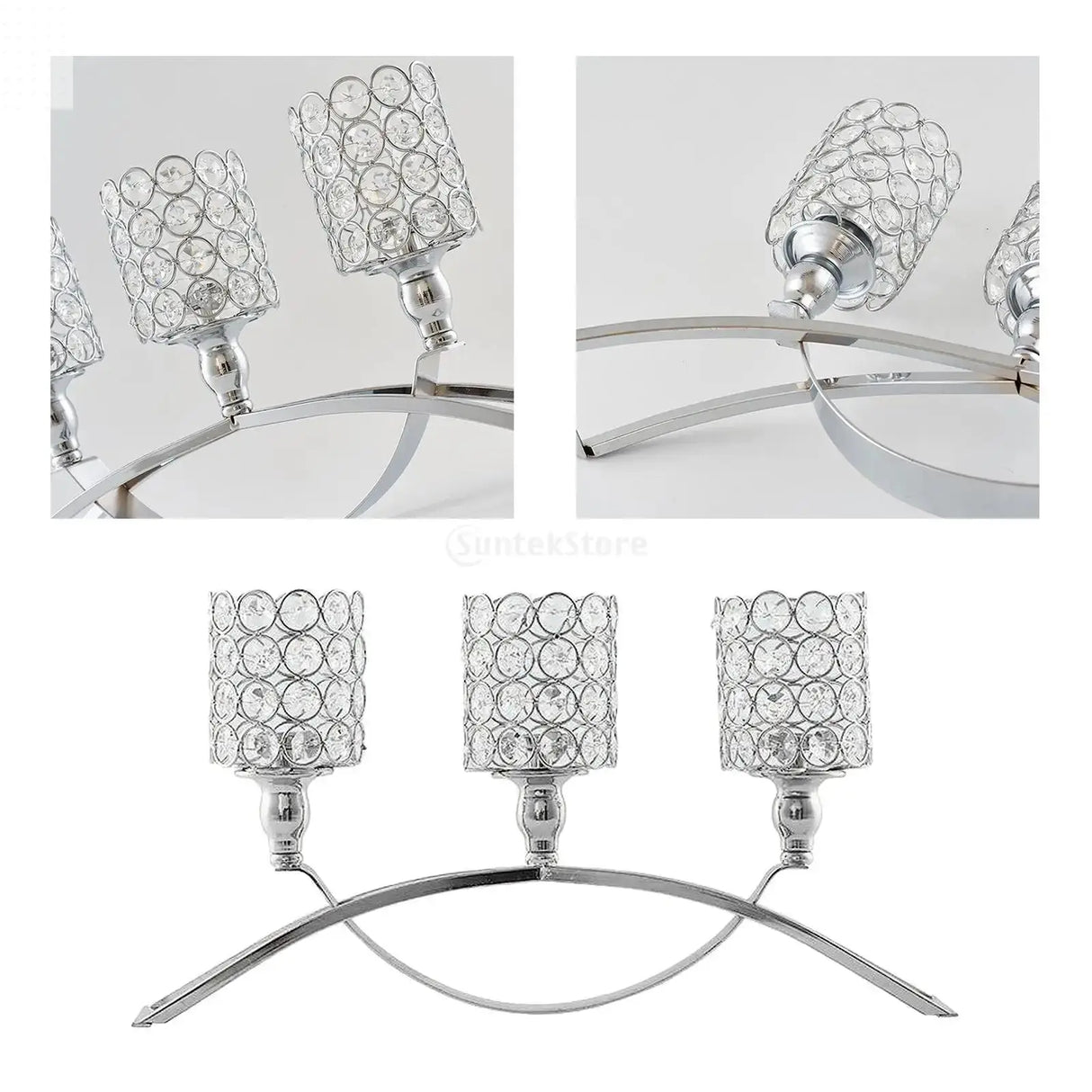 3 Arms Candelabras Crystal Candle Holder Candlelight Arch Bridge Goblet Candle Holder Bowl Tealight Candlestick Holder Home decor Allen Cozy Haven Store