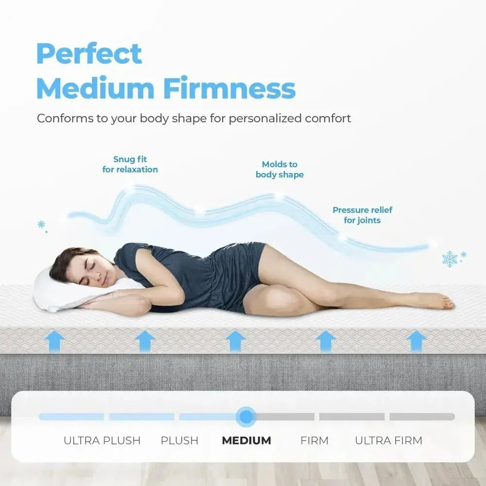8 Inch Twin Cooling Gel Memory Foam Mattress Medium Firm CertiPUR-US Certified Enhanced Pressure Relief Removable Cover Allen Cozy Haven Store