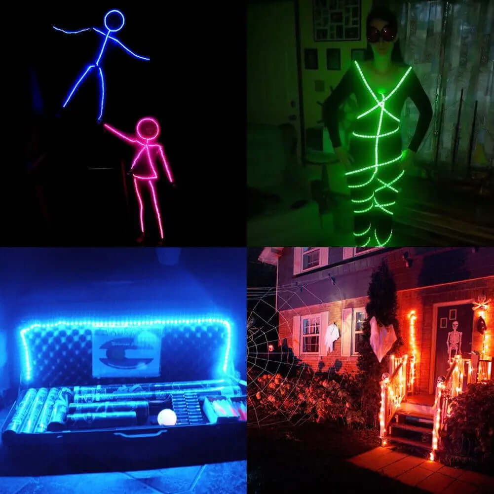 Battery-Operated Waterproof RGB LED Strip Lights with Mini Controller - 2M (6.56Ft) Multi-Color Changing Rope Lights-Allen Cozy Haven Store