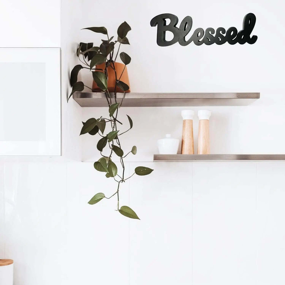 "16'' Black 'Blessed' Cut-Out Block Letters Wooden Home Decor-Allen Cozy Haven Store