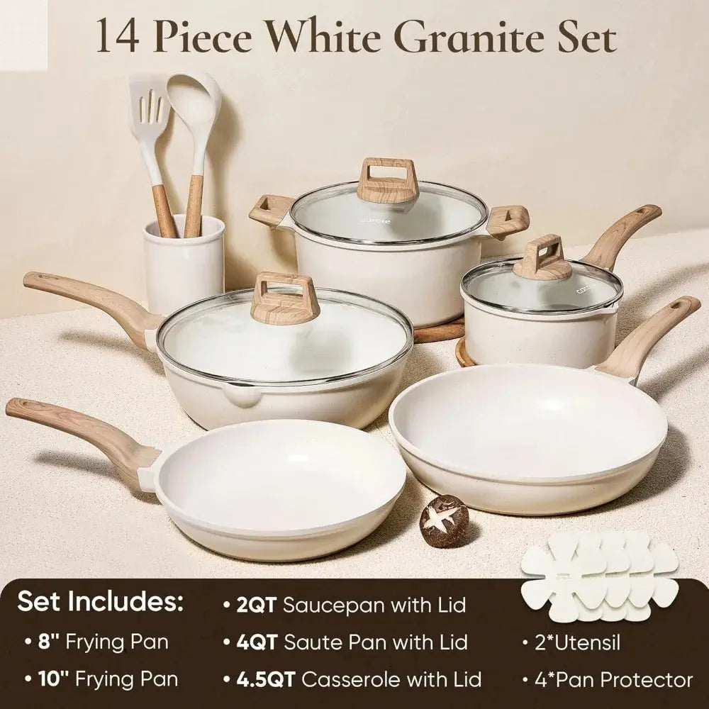 CAROTE 14-Piece Nonstick Pots and Pans Set with Kitchen Cooking Utensils and Pan Protectors Allen Cozy Haven Store