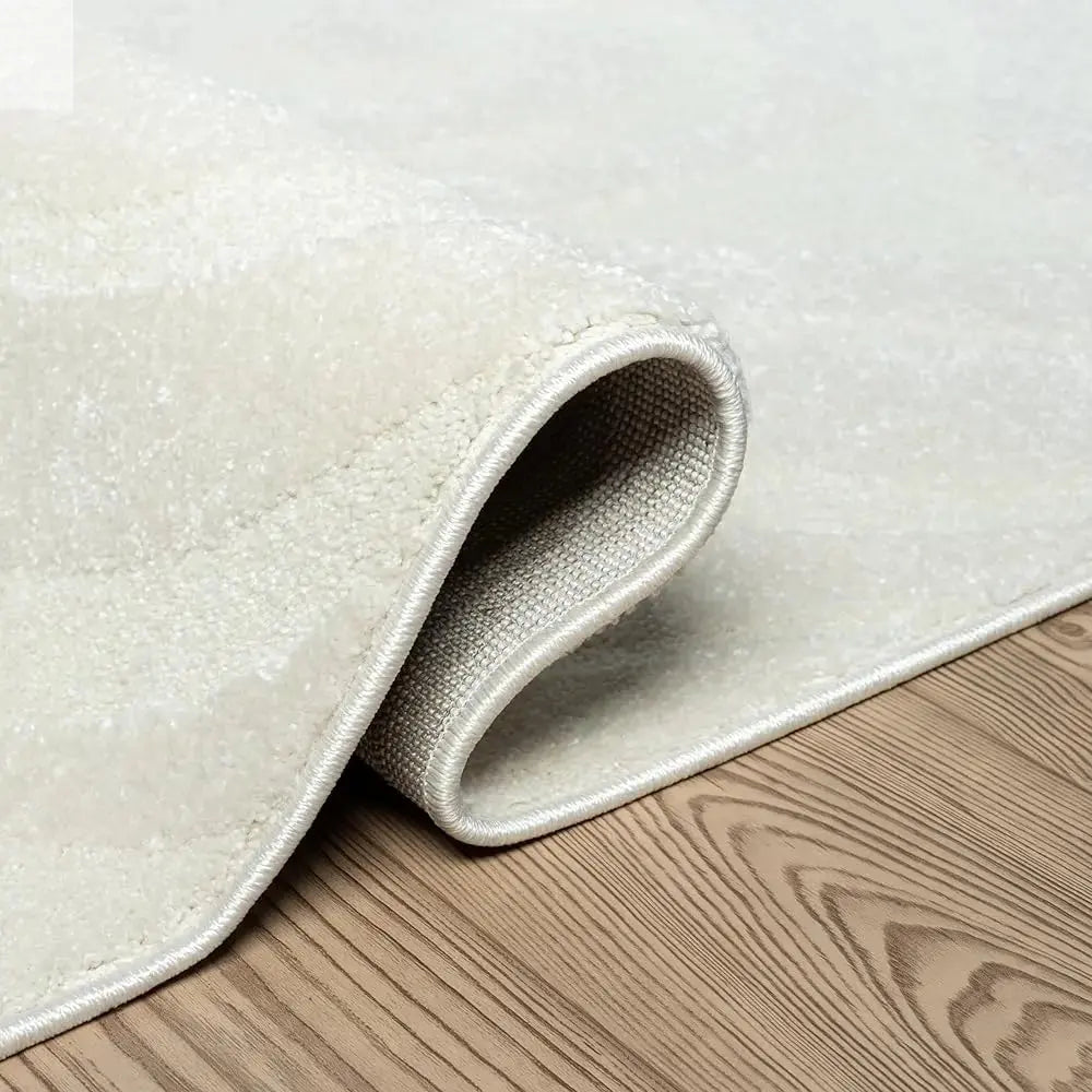 Cozy Cream Area Rug For Living Room, Bedroom - Swirl Waves Pattern - 6' X 9' - Durable & Easy To Clean Allen Cozy Haven Store