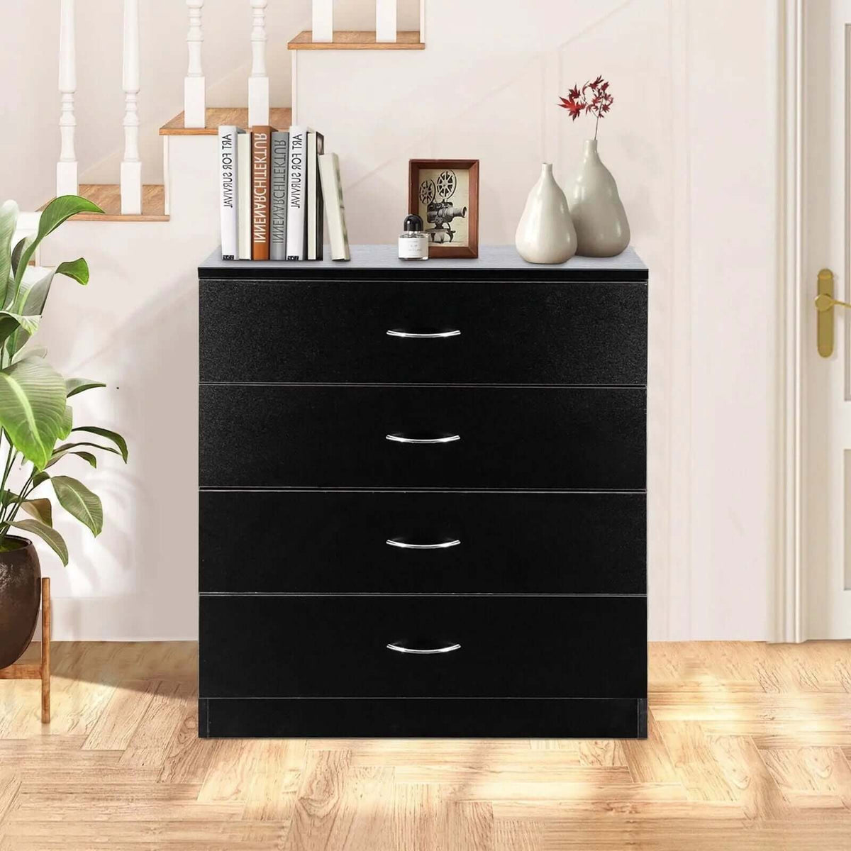 Elegant Black 4-Drawer Chest Dresser perfect for bedroom – Allen Cozy Haven  Store