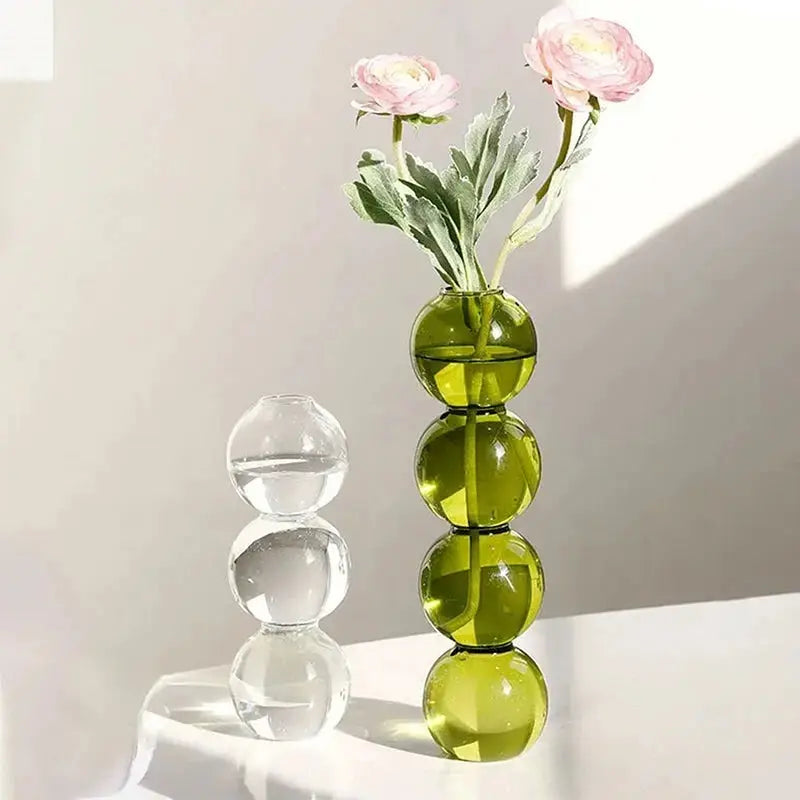 Hand blown Stained Flower Bubble Glass Vase Allen Cozy Haven Store