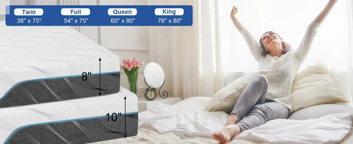 Hcore Queen Mattress, 8/10 inch Medium Firm - Extra Firm Dual-Sided Flip-Flop Mattress for Back Pain Relief Allen Cozy Haven Store