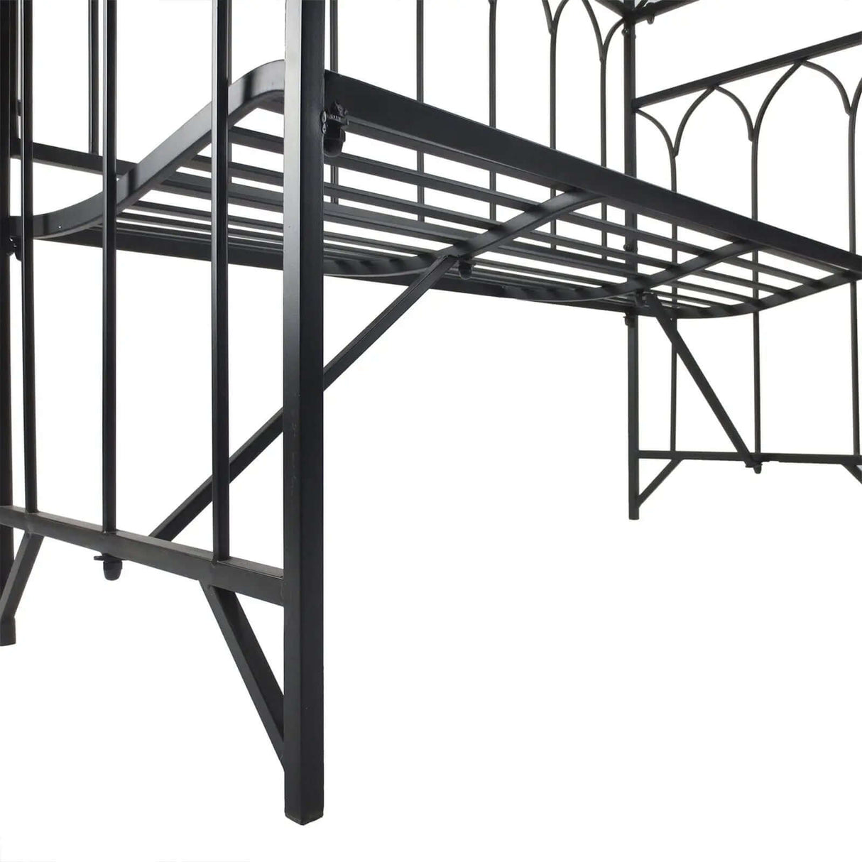 "Metal Trellis Arbor Arch with Garden Bench for Climbing Plants - Outdoor Steel Seating for Two, 484 lbs Weight Capacity, Black"-Allen Cozy Haven Store