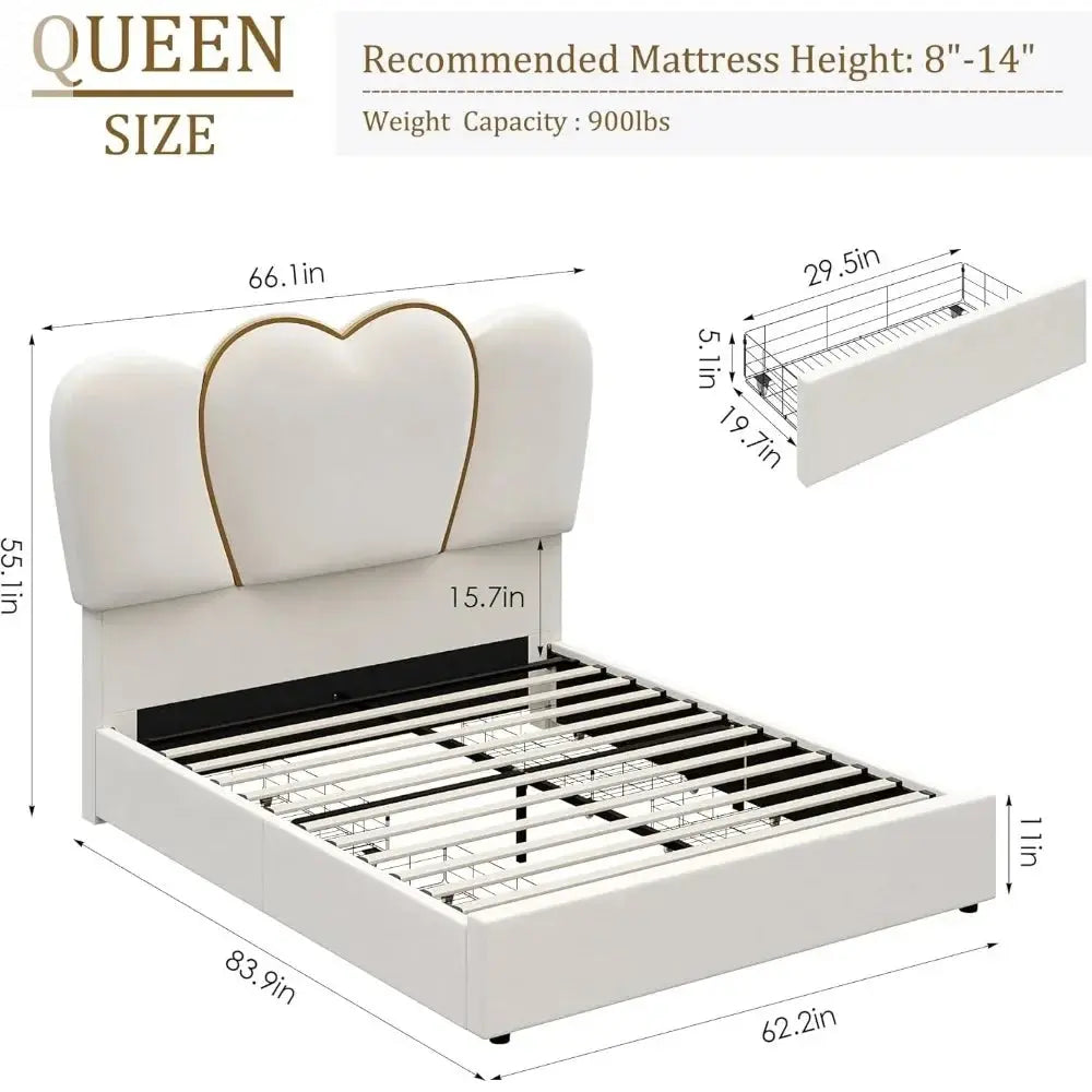 Modern Velvet Upholstered Platform, King LED Bed Frame Allen Cozy Haven Store