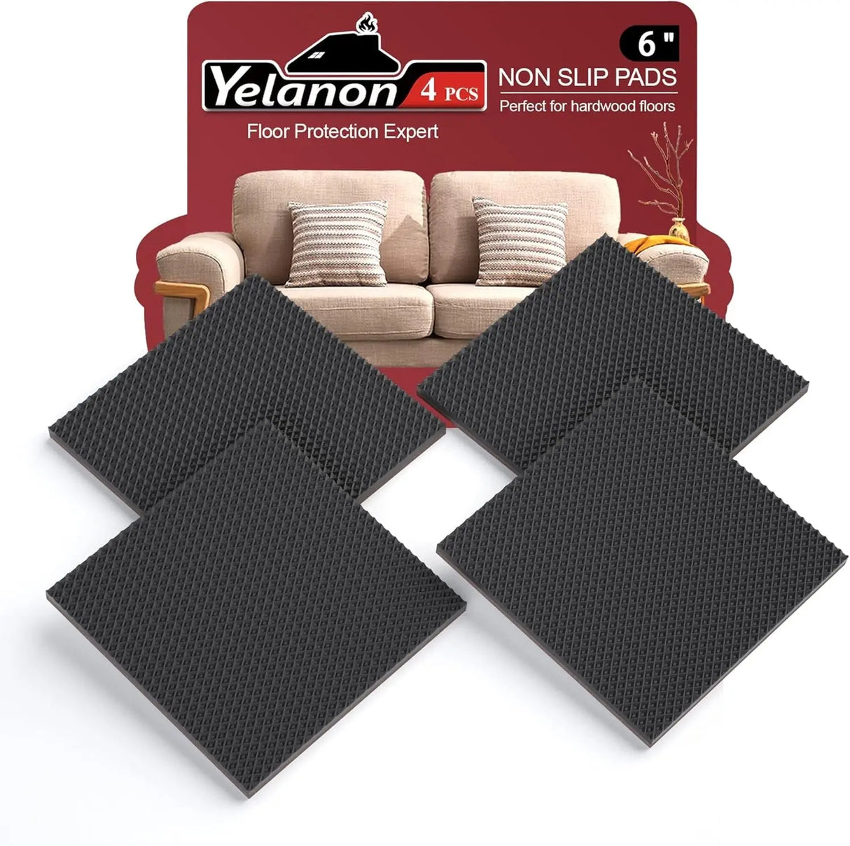 Non-Slip Furniture Pads - 16 Pack, 3-Inch Self-Adhesive Rubber Grippers for Furniture Legs, Anti-Skid Protectors for Hardwood Floors-Allen Cozy Haven Store