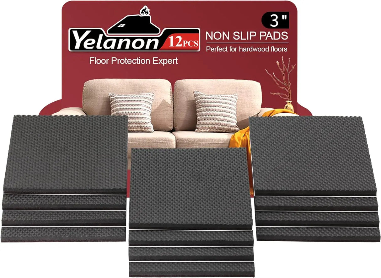 Non-Slip Furniture Pads - 16 Pack, 3-Inch Self-Adhesive Rubber Grippers for Furniture Legs, Anti-Skid Protectors for Hardwood Floors-Allen Cozy Haven Store