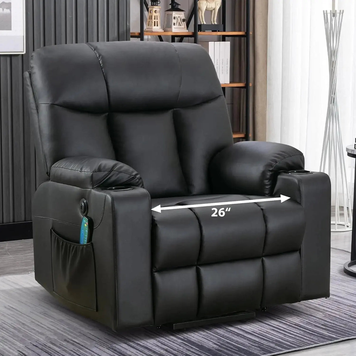 Power Lift Chair with Heat and Massage, with 2 Cup Holders, Side Pocket, USB and Type-c Port, Faux Leather Lift Recliner Chair Allen Cozy Haven Store