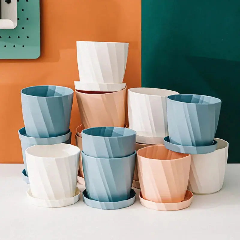 Premium Large Resin Flower Pot with Tray for Garden Plants-Allen Cozy Haven Store