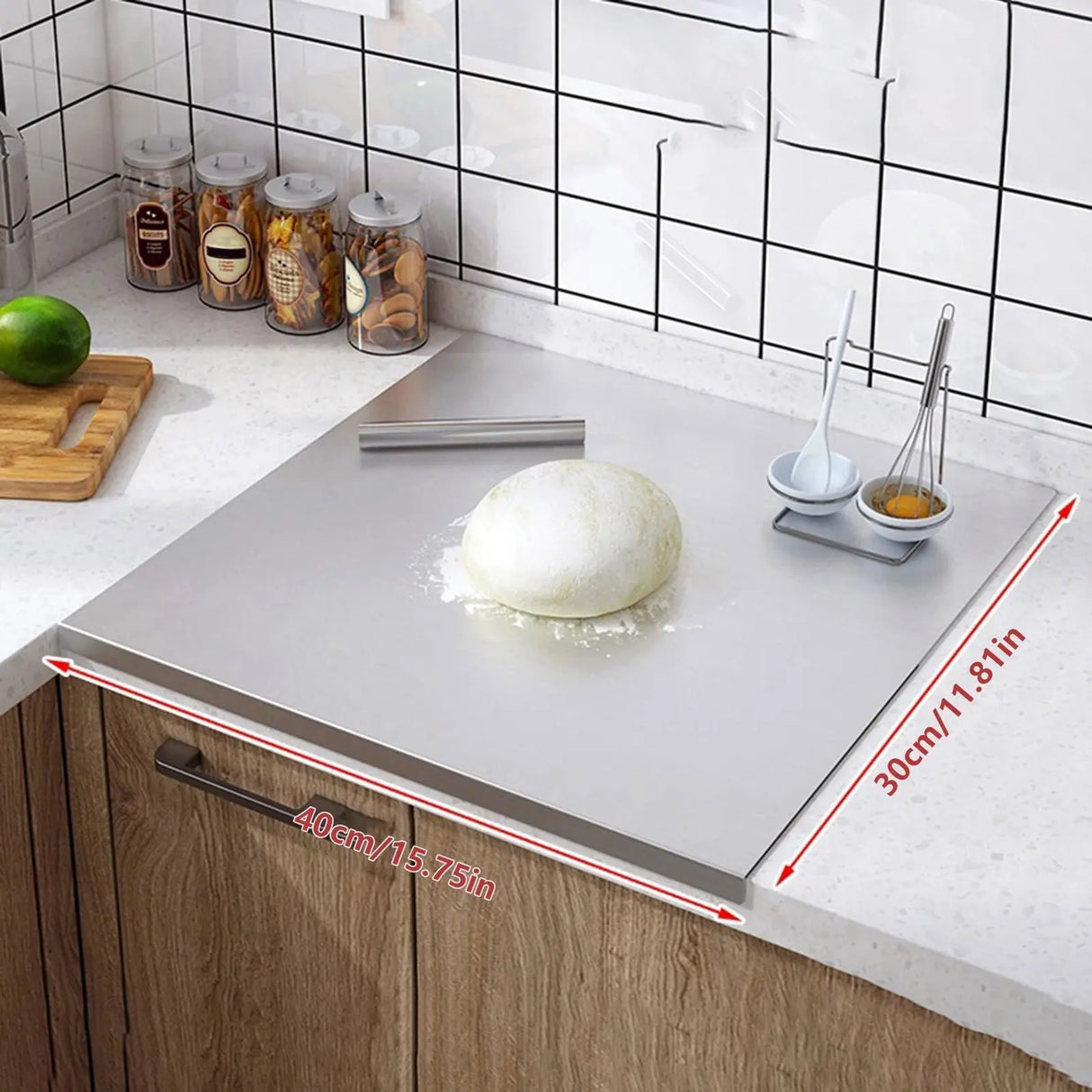 Premium Large Stainless Steel Cutting Board with Lip - Ideal for Baking, Dough Preparation, and Pizza Rolling-Allen Cozy Haven Store