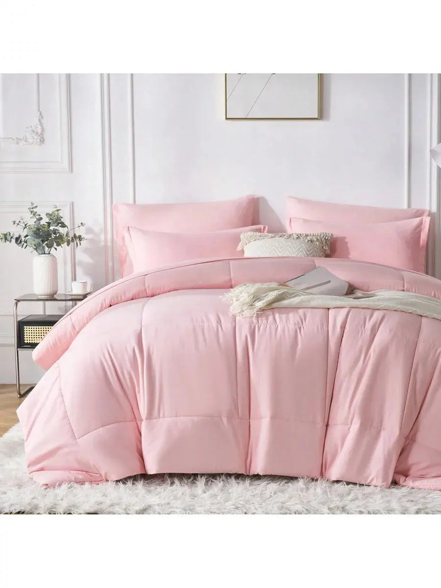 Solid Blue Microfiber Comforter Set Queen - Lightweight, All-Season, 4-Piece Bedding Allen Cozy Haven Store