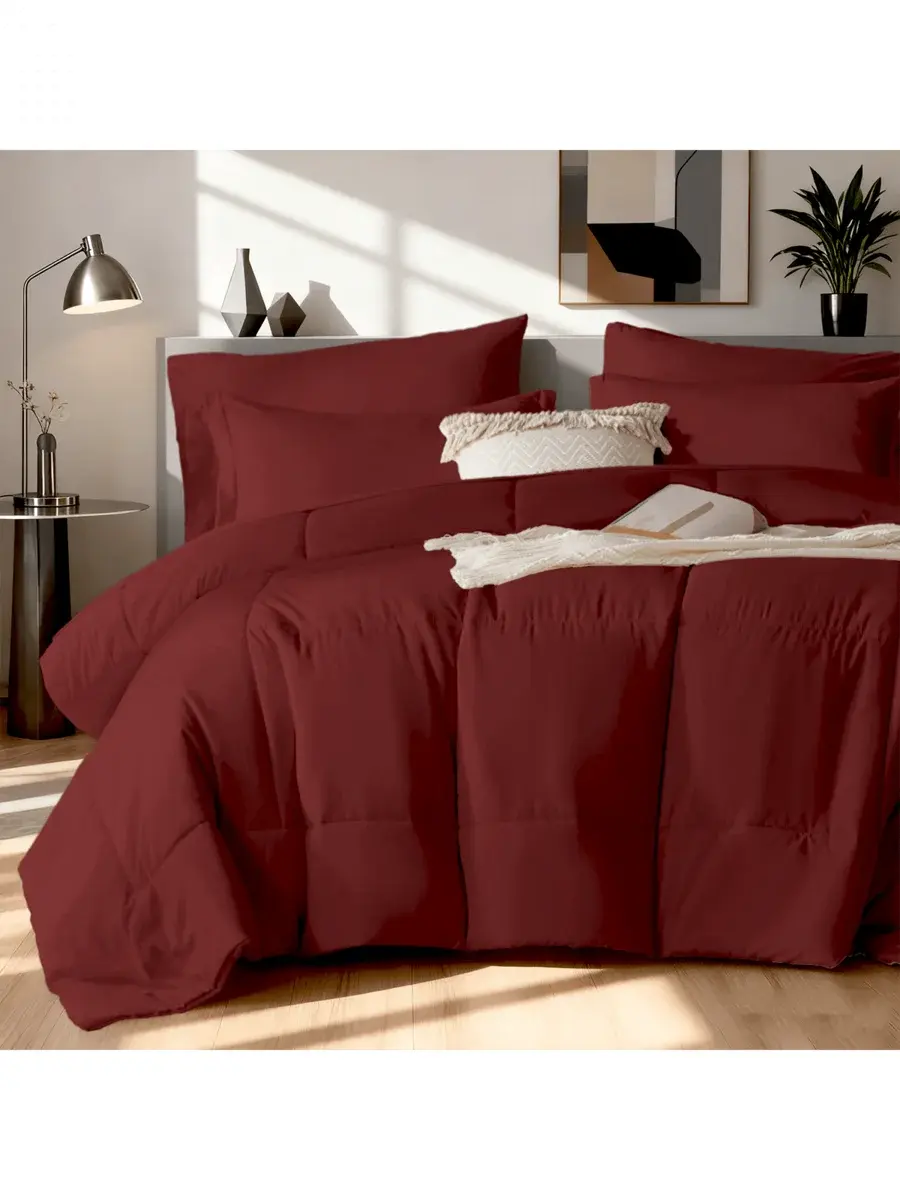 Solid Blue Microfiber Comforter Set Queen - Lightweight, All-Season, 4-Piece Bedding Allen Cozy Haven Store