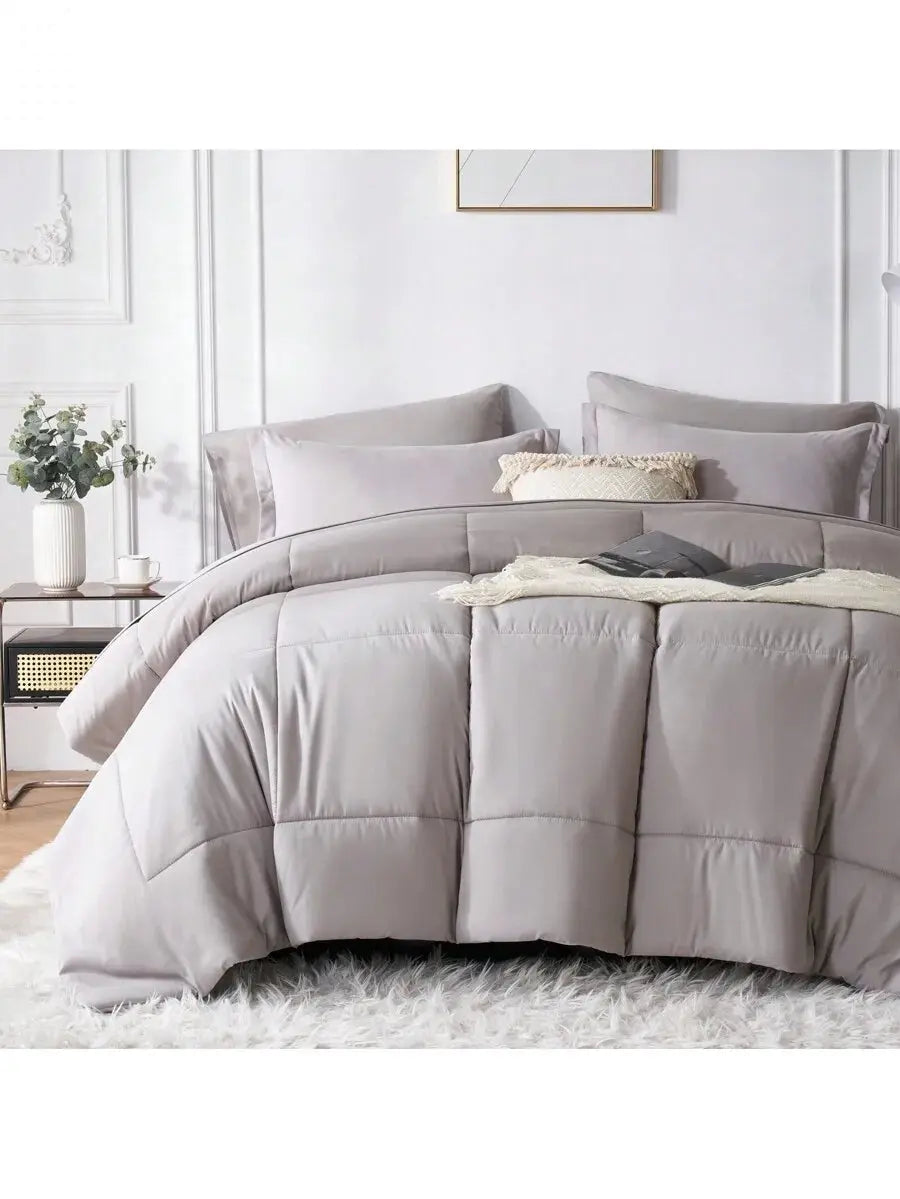 Solid Blue Microfiber Comforter Set Queen - Lightweight, All-Season, 4-Piece Bedding Allen Cozy Haven Store