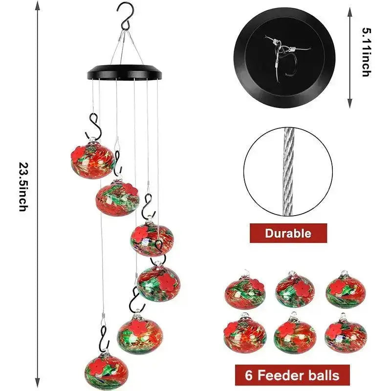 Sophisticated Glass Hummingbird Feeders and Wind Chimes for Outdoor Garden and Backyard Aesthetics-Allen Cozy Haven Store