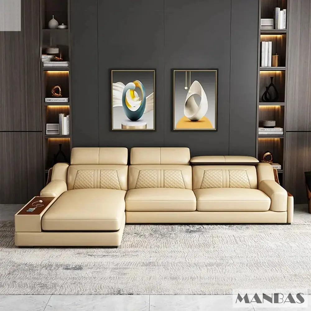 Stylish Genuine Italian Leather Sofa for Living Room - Allen Cozy Haven Store