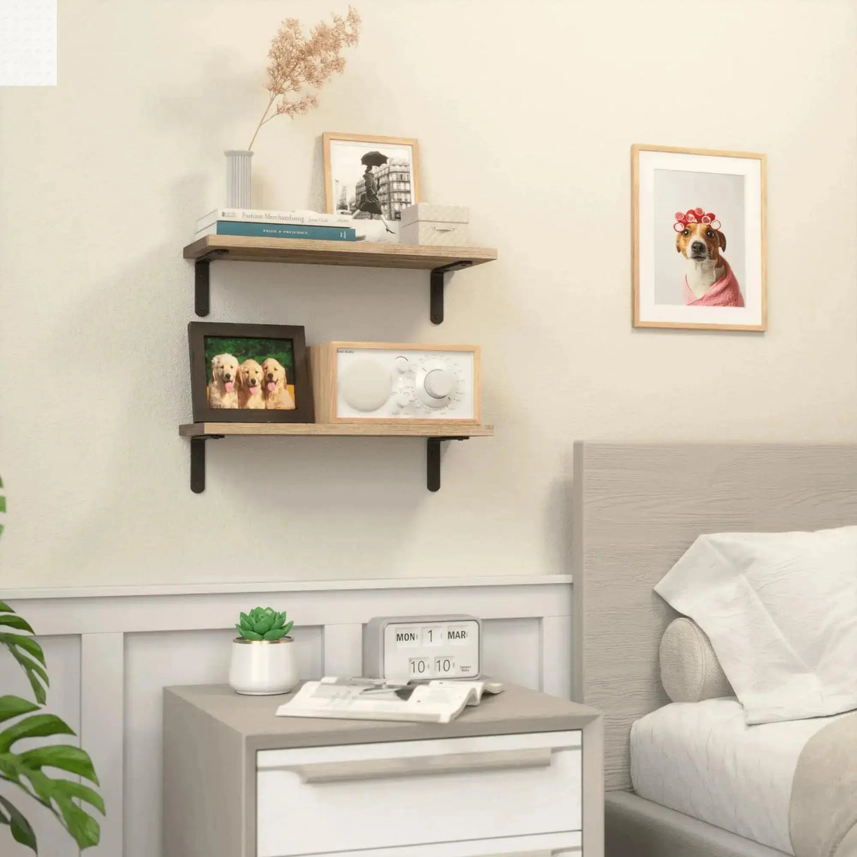 Wood Floating Shelves Set of 2 Farmhouse Style Shelf for Wall Decor Bedroom Bathroom Storage Shelves Living Room Book Shelves Allen Cozy Haven Store