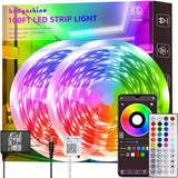 150ft Smart RGB LED Strip Lights with Music Synchronization and 40-Key Remote Control, Mobile Device Compatible for Bedroom Ambiance-Allen Cozy Haven Store