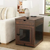 2025 New Wooden Dog Crate End Table with Storage  and QC3.0 Wireless Charging Allen Cozy Haven Store