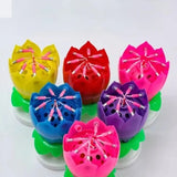 2026 Music Candles Rotating with Happy Birthday Song Lotus Birthday Party Double Layer Colorful Electronic Lotus Lamp Candle Set Allen Cozy Haven Store