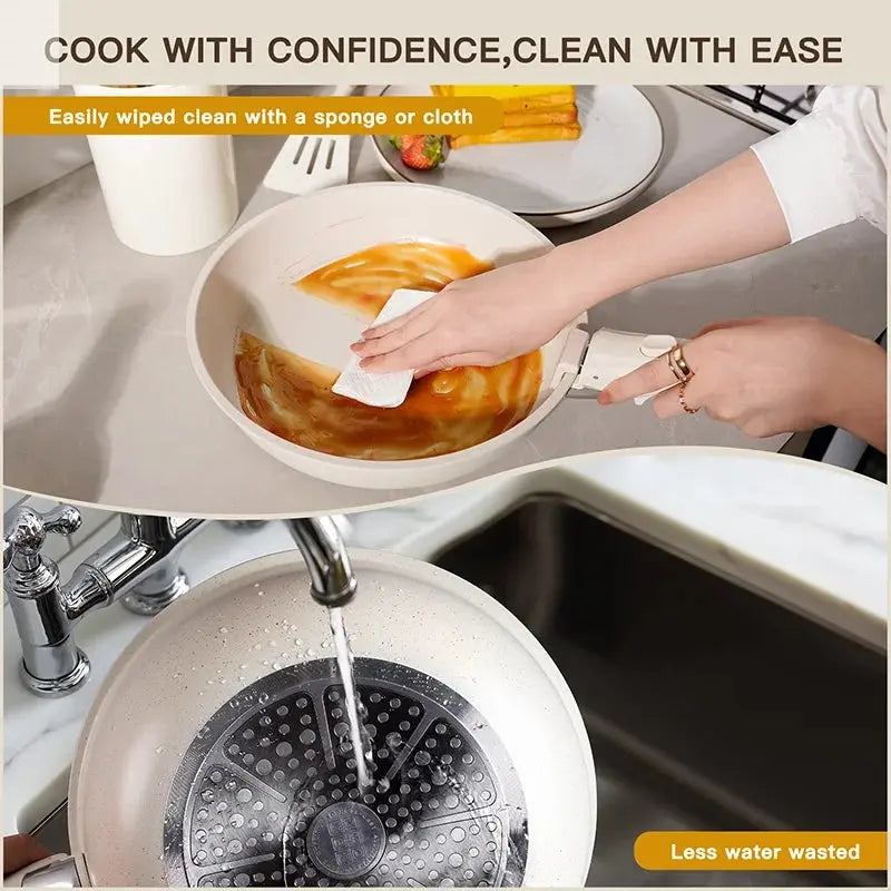 21 Piece Pots and Pans Set Non-Stick, Astercook Ceramic Cookware Set with Sensor Handles, Milky white Allen Cozy Haven Store