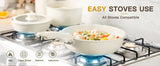 21 Piece Pots and Pans Set Non-Stick, Astercook Ceramic Cookware Set with Sensor Handles, Milky white Allen Cozy Haven Store