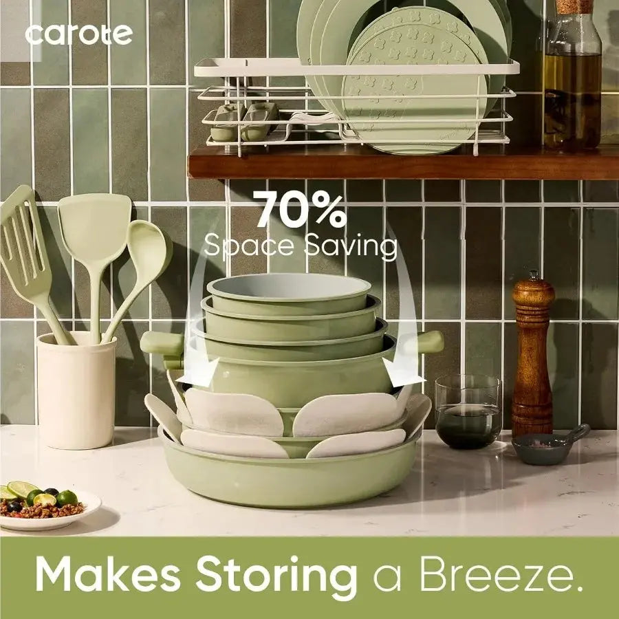 27pcs Ceramic Cookware Set Nonstick, Pots and Pans Set Non stick, Non Toxic Cookware, Dishwasher/Oven Safe, RV/Camping Cookware Allen Cozy Haven Store