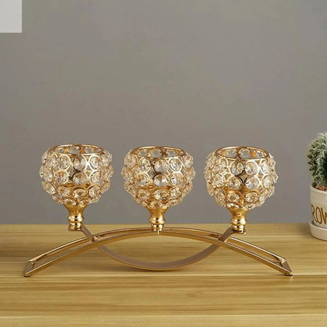 3 Arms Candelabras Crystal Candle Holder Candlelight Arch Bridge Goblet Candle Holder Bowl Tealight Candlestick Holder Home decor Allen Cozy Haven Store
