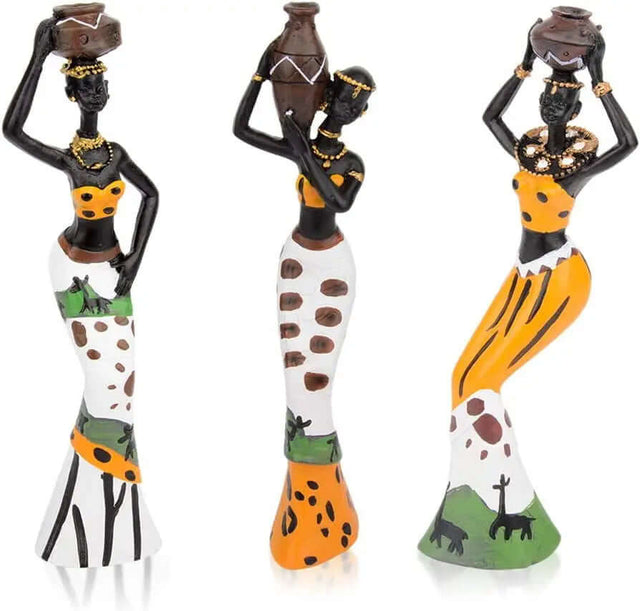 "Set of 3 Vintage African Statues - Handcrafted African American Figurines-Allen Cozy Haven Store