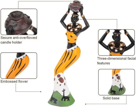 "Set of 3 Vintage African Statues - Handcrafted African American Figurines-Allen Cozy Haven Store