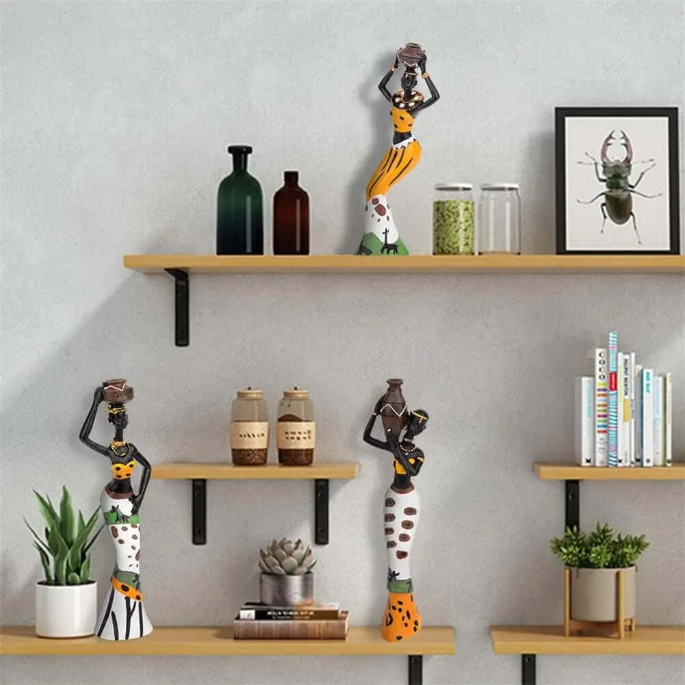 "Set of 3 Vintage African Statues - Handcrafted African American Figurines-Allen Cozy Haven Store