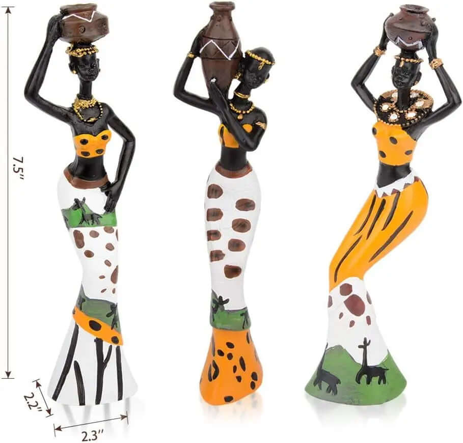 "Set of 3 Vintage African Statues - Handcrafted African American Figurines-Allen Cozy Haven Store