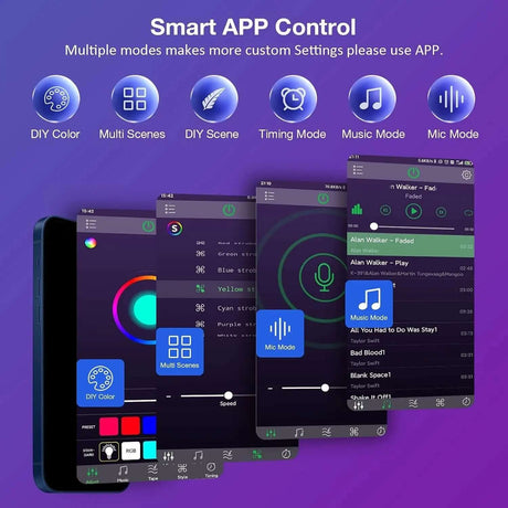 50 Ft Ultra Long 5050 RGB LED Strip Lights for Bedroom - Smart Music Sync, Color Changing with Bluetooth App & Remote Control for Home-Allen Cozy Haven Store