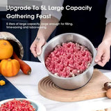 5L Electric Meat Grinders Multifunctional Vegetable Slicer Chopper 304Stainless Steel Food Processor Mixer Machine Kitchen Tool Allen Cozy Haven Store