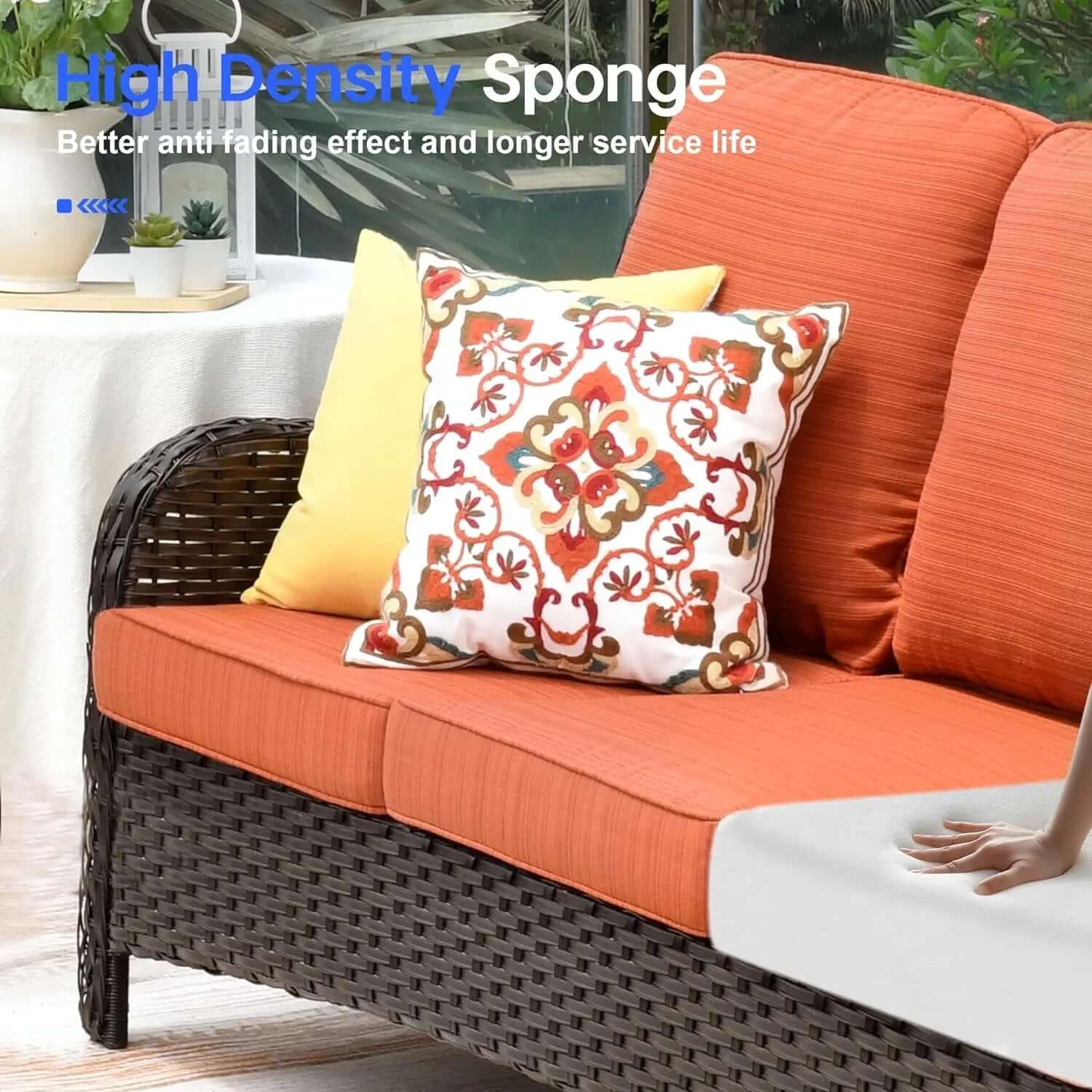 6-Piece All-Weather Wicker Patio Furniture Set with Swivel Rocking Chairs and High Back Sofa-Allen Cozy Haven Store