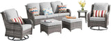 6-Piece All-Weather Wicker Patio Furniture Set with Swivel Rocking Chairs and High Back Sofa-Allen Cozy Haven Store