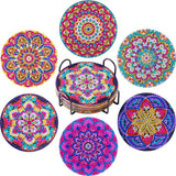 6-Piece Mandala Diamond Painting Coaster Set with Holder - Art Kits-Allen Cozy Haven Store