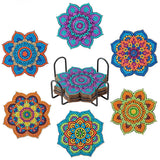 6-Piece Mandala Diamond Painting Coaster Set with Holder - Art Kits-Allen Cozy Haven Store