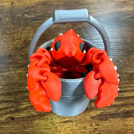Articulate Lobster Figurine with Decorative Bucket for Home Accents-Allen Cozy Haven Store