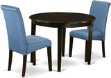 Boston 5-Piece Kitchen Set: 42" Round Dining Table with Four Blue Linen Parsons Chairs in Cappuccino Finish-Allen Cozy Haven Store