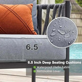 Contemporary 4-Piece Metal Patio Furniture Set with Detachable Cushions and Conversation Table-Allen Cozy Haven Store