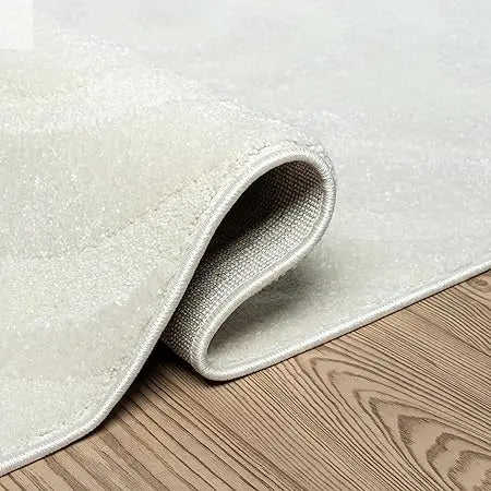 Cozy Cream Area Rug For Living Room, Bedroom - Swirl Waves Pattern - 6' X 9' - Durable & Easy To Clean Allen Cozy Haven Store