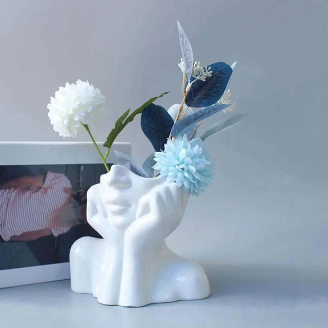 Elegant Ceramic Face Design Vase for Home and Room Decor - Summer 2024 Collection-Allen Cozy Haven Store