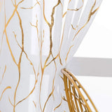 Elegant Tree Branch Sheer Curtains for Bedroom - Metallic Gold and White Grommet Window Treatment Set, 63 Inch Length, 2 Panels (52 x 63 Inch)-Allen Cozy Haven Store