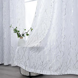 Elegant Tree Branch Sheer Curtains for Bedroom - Metallic Gold and White Grommet Window Treatment Set, 63 Inch Length, 2 Panels (52 x 63 Inch)-Allen Cozy Haven Store