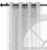 Elegant Tree Branch Sheer Curtains for Bedroom - Metallic Gold and White Grommet Window Treatment Set, 63 Inch Length, 2 Panels (52 x 63 Inch)-Allen Cozy Haven Store